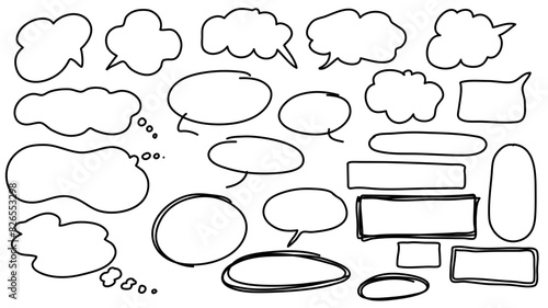 Bulles de Bande dessinée, doodles, traits, hachures, pointillés, tirets, nuages