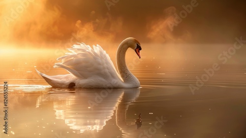 Fototapeta Naklejka Na Ścianę i Meble -  Rare high quality photograph displaying a swan