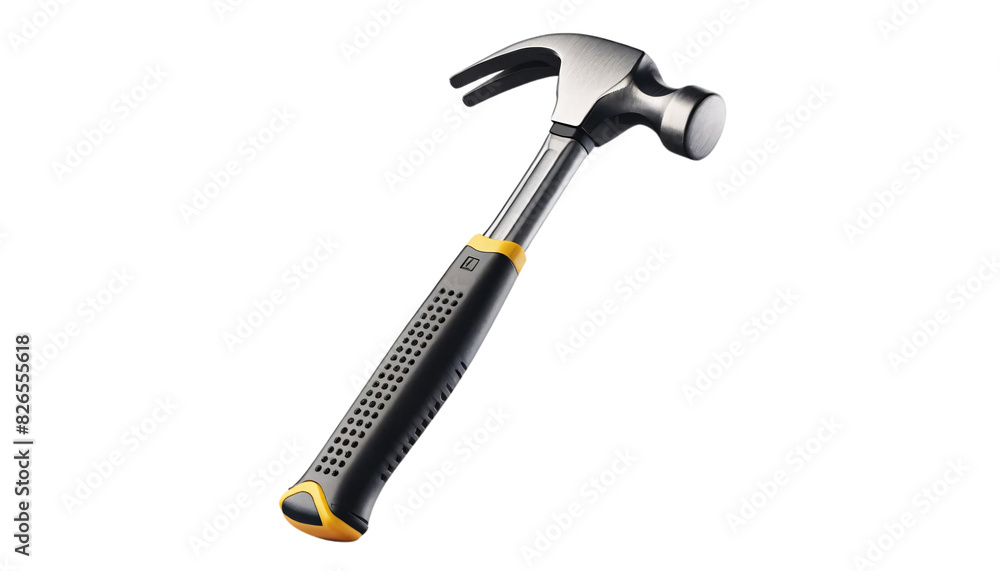 A realistic rendering of a claw hammer on a transparent background. The hammer have a metallic head with a claw on one side A realistic rendering of a claw hammer on a transparent background. The hammer have a metallic head with a claw on one side