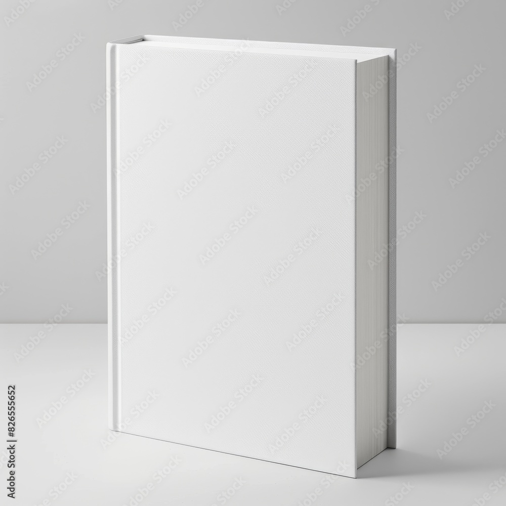 A blank mockup of a hardcover book with a plain white cover, no images or text, for custom book designs A blank mockup of a hardcover book with a plain white cover, no images or text, for custom book designs