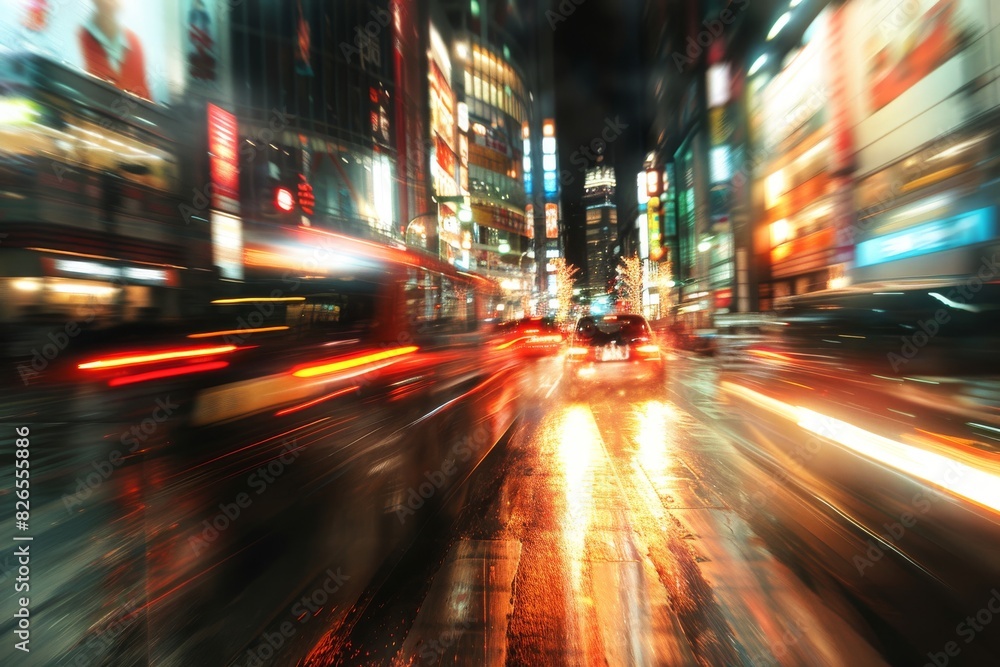 A backdrop of a bustling city street with blurred motion effects, suitable for urbanthemed projects A backdrop of a bustling city street with blurred motion effects, suitable for urbanthemed projects