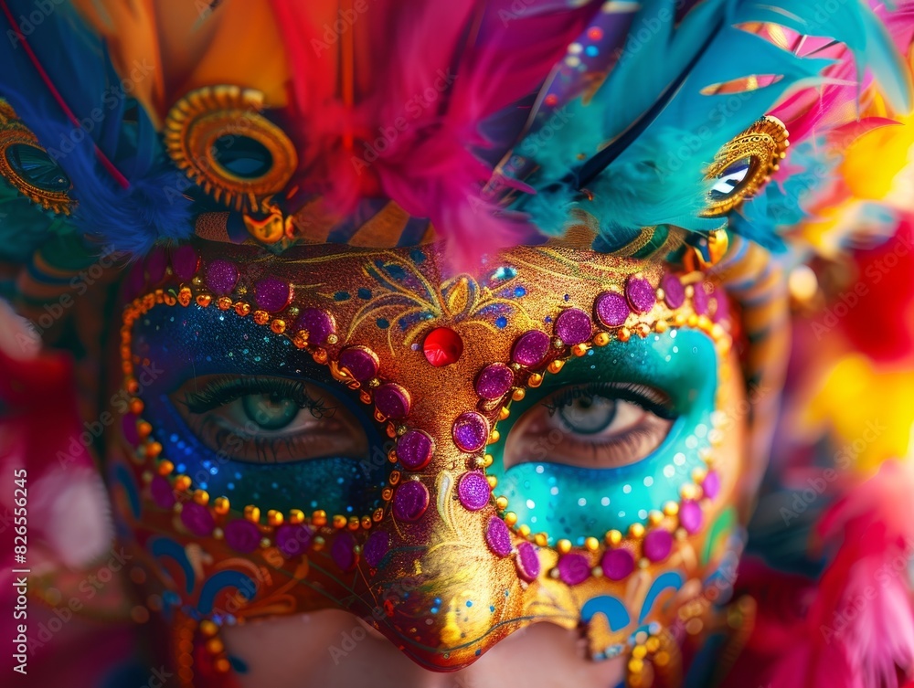 Carnival mask with bright feathers. Carnival mask with bright feathers.