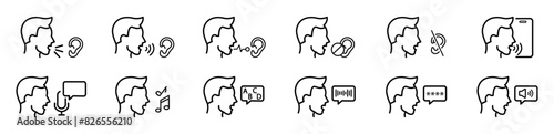 Vector stock illustration on Voice, sound and conversation icons in linear style eps10