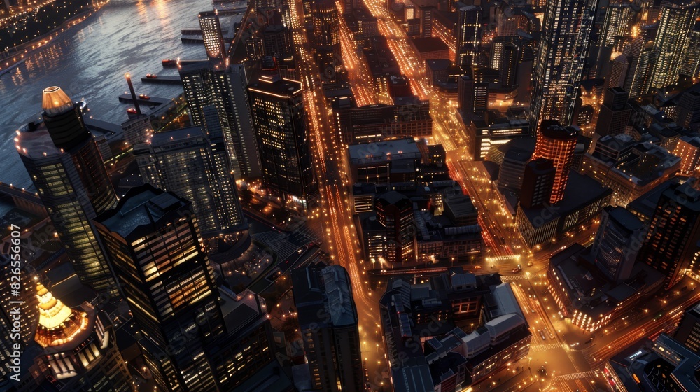Cityscape. Aerial view of downtown Manhattan at night. Cityscape. Aerial view of downtown Manhattan at night.
