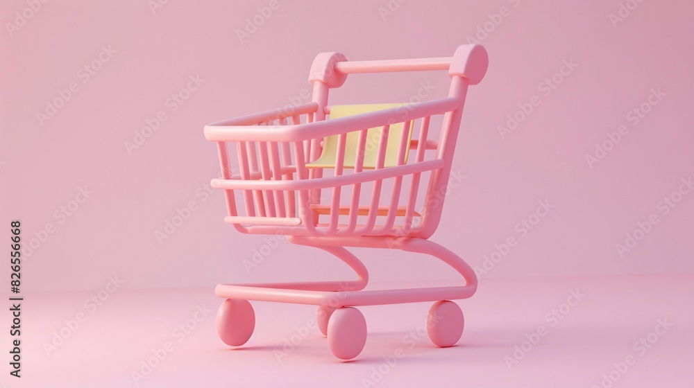 Pink shopping cart on pastel background, minimalistic composition, vibrant color pop, modern retail concept, creative shopping scene. Pink shopping cart on pastel background, minimalistic composition, vibrant color pop, modern retail concept, creative shopping scene.