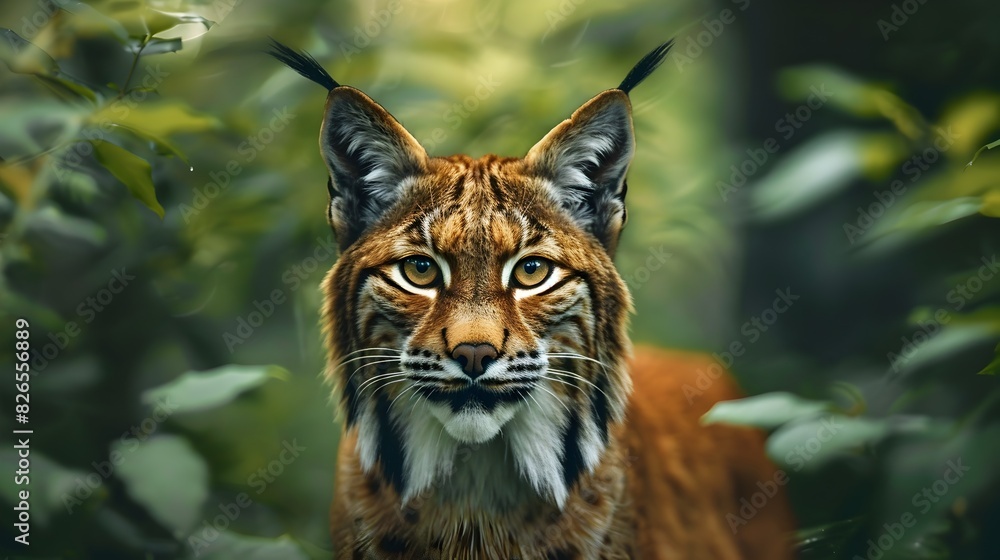 Vivid Green Eyes of a Forest Dweller A Captivating Portrait of a Lynx in its Natural Habitat Vivid Green Eyes of a Forest Dweller A Captivating Portrait of a Lynx in its Natural Habitat