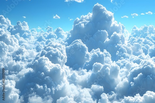 Stunning Cloudscape in a Clear Blue Sky - A Serene and Dreamy Background for Posters and Designs
