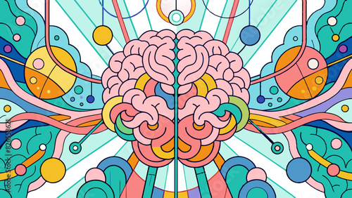 Vibrant Abstract Brain Illustration with Artistic Flair