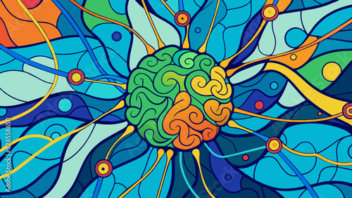 Colorful Abstract Brain Network Concept Illustration