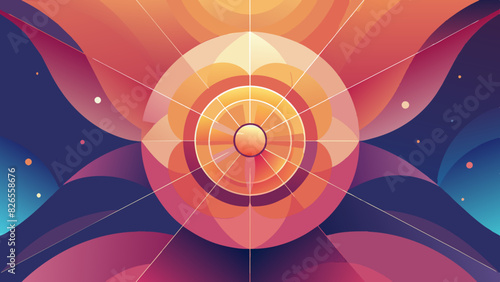 Vibrant Abstract Geometric Sunrise Design with Gradient Colors