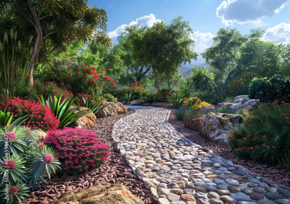 Obraz premium Garden Landscape Design Effect Drawing