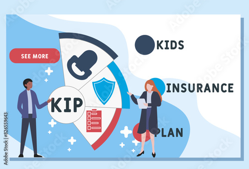 KIP kids insurance plan acronym. business concept background. Vector illustration for website banner, marketing materials, business presentation, online
