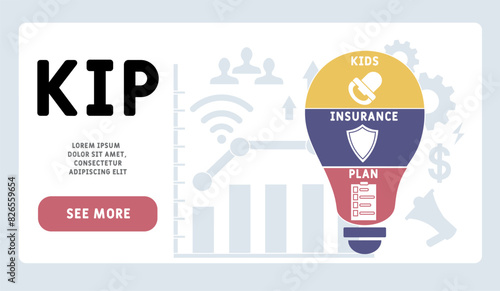 KIP kids insurance plan acronym. business concept background. Vector illustration for website banner, marketing materials, business presentation, online