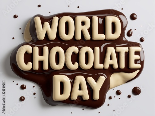 World Chocolate Day Celebration , Melted Chocolate Typography Design for Posters, Cards, and Social Media