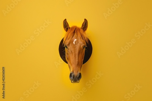 Horse Head Mounted on Yellow Background © Аrtranq