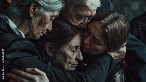 Sympathy Group Hug Embracing Mourning Family Support