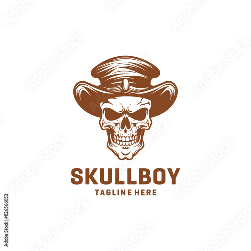 Vintage skull logo vector illustration