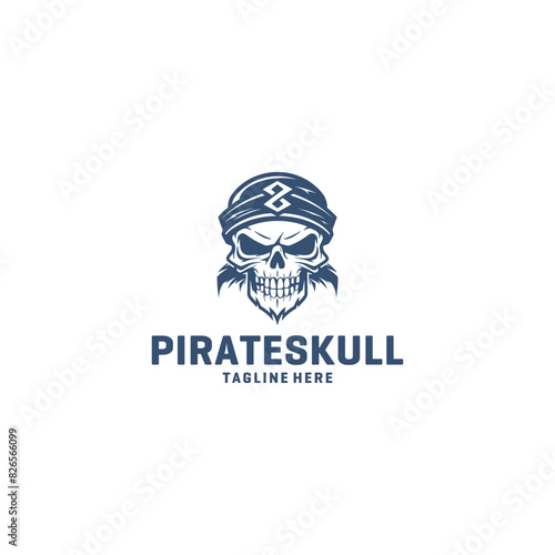 Pirate skull logo vector illustration