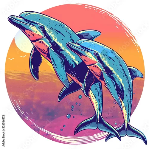 Fototapeta Dolphins Vintage