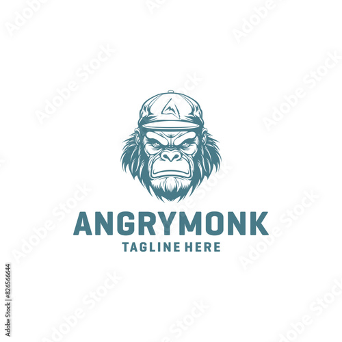 Angry monk logo vector illustration