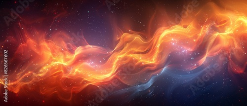 Wave background. Waves of amber light ripple through the night, creating a mesmerizing and warm glow in the sky.