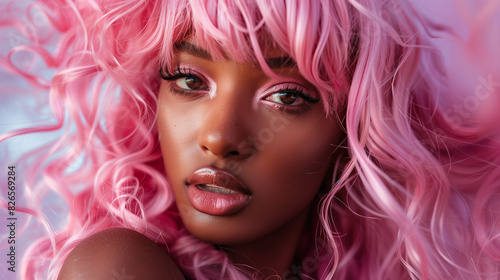 Young black Woman with Pink Hair