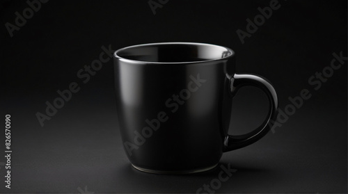 empty black coffee mug on black background. AI generated