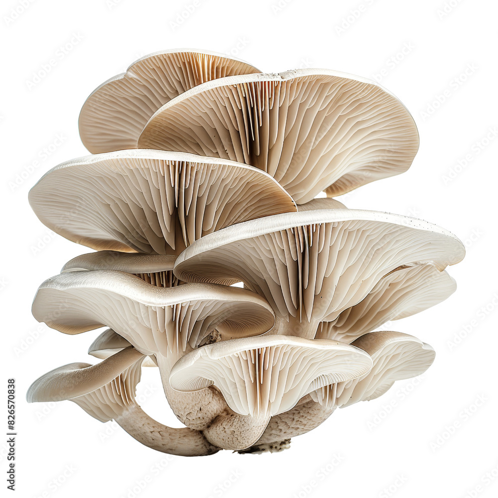Cluster of fresh oyster mushrooms with delicate gills. Cluster of fresh oyster mushrooms with delicate gills.