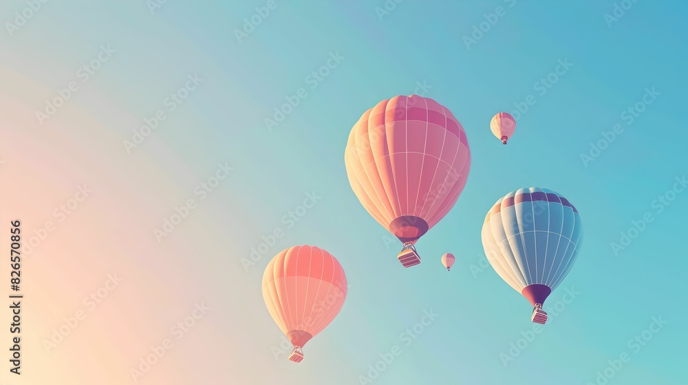 Fototapeta premium Colorful Hot Air Balloons in Clear Sky