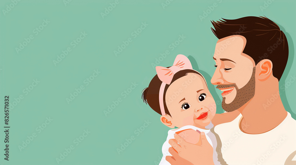 Happy father hug his cute little daughter on a blue background. Happy father's day. Father's love, family concept. Copy space. Banner design. Happy father hug his cute little daughter on a blue background. Happy father's day. Father's love, family concept. Copy space. Banner design.