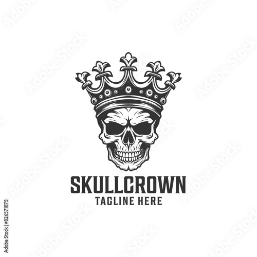Skull crown logo vector illustration