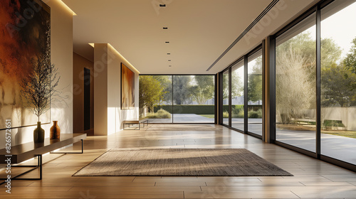 Spacious gallery style hallway with smooth marble floors  high ceilings and plenty of sculptures and paintings