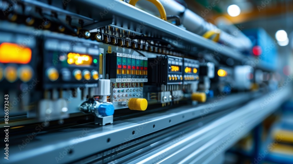 Programmable logic controller (PLC) in an automation system with detailed wiring and control panels in a modern industrial setting. Generative Ai. Programmable logic controller (PLC) in an automation system with detailed wiring and control panels in a modern industrial setting. Generative Ai.