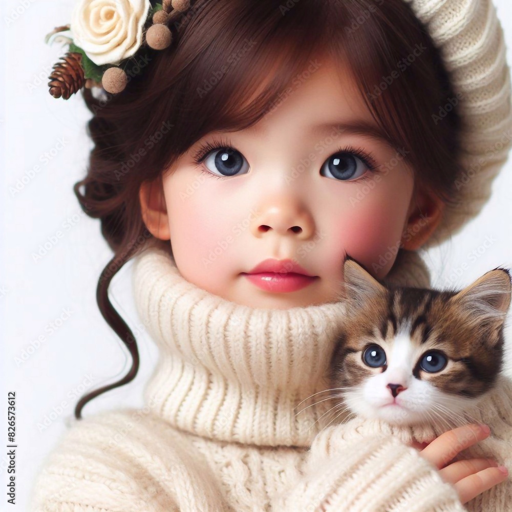 Mädchen mit Katze Mädchen mit Katze