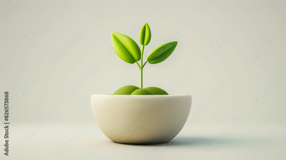Small green plant in a terracotta pot, set against a neutral background, creating a minimalistic and clean image. Small green plant in a terracotta pot, set against a neutral background, creating a minimalistic and clean image.
