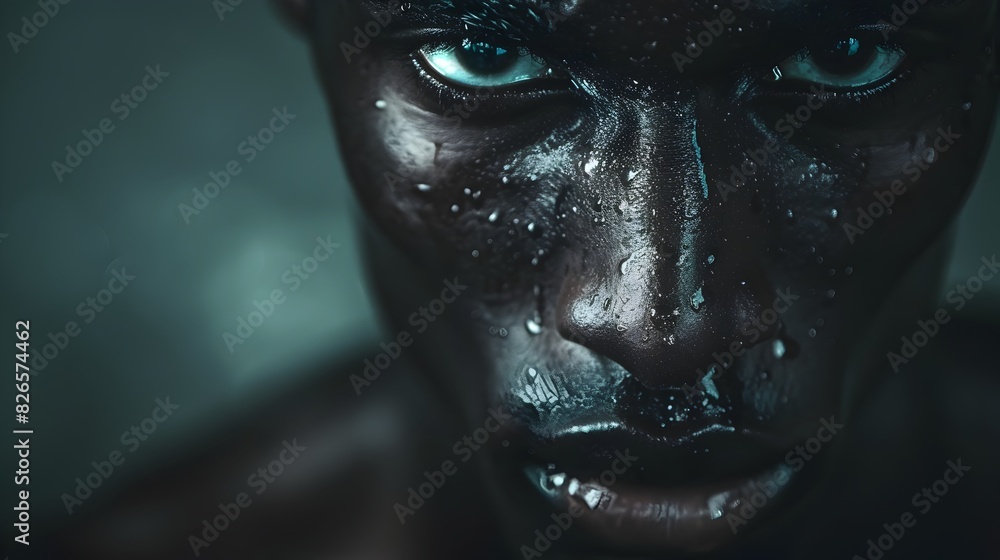 Intense Gaze of Resolute Determination and Powerful Inner Strength Conceptual Portrait of a Man with Captivating Emotional Expression Intense Gaze of Resolute Determination and Powerful Inner Strength Conceptual Portrait of a Man with Captivating Emotional Expression