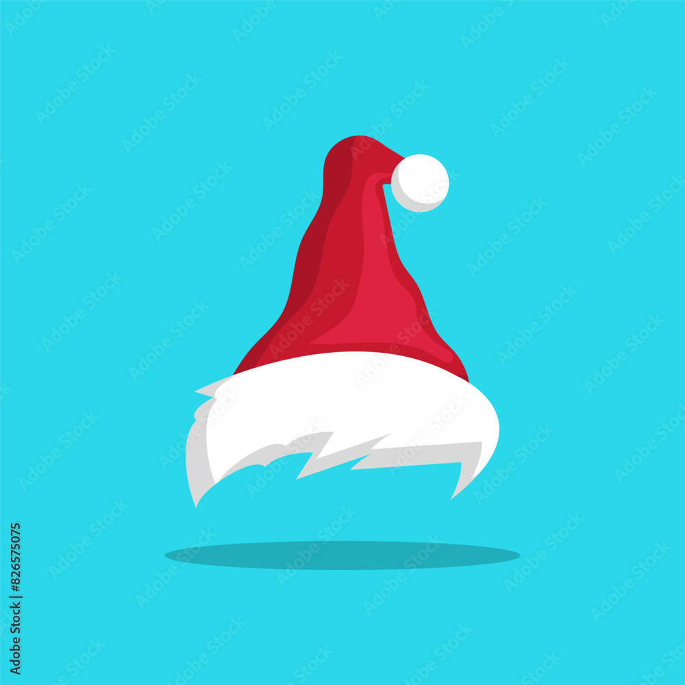 Christmas hat flat vector design on blue background Christmas hat flat vector design on blue background