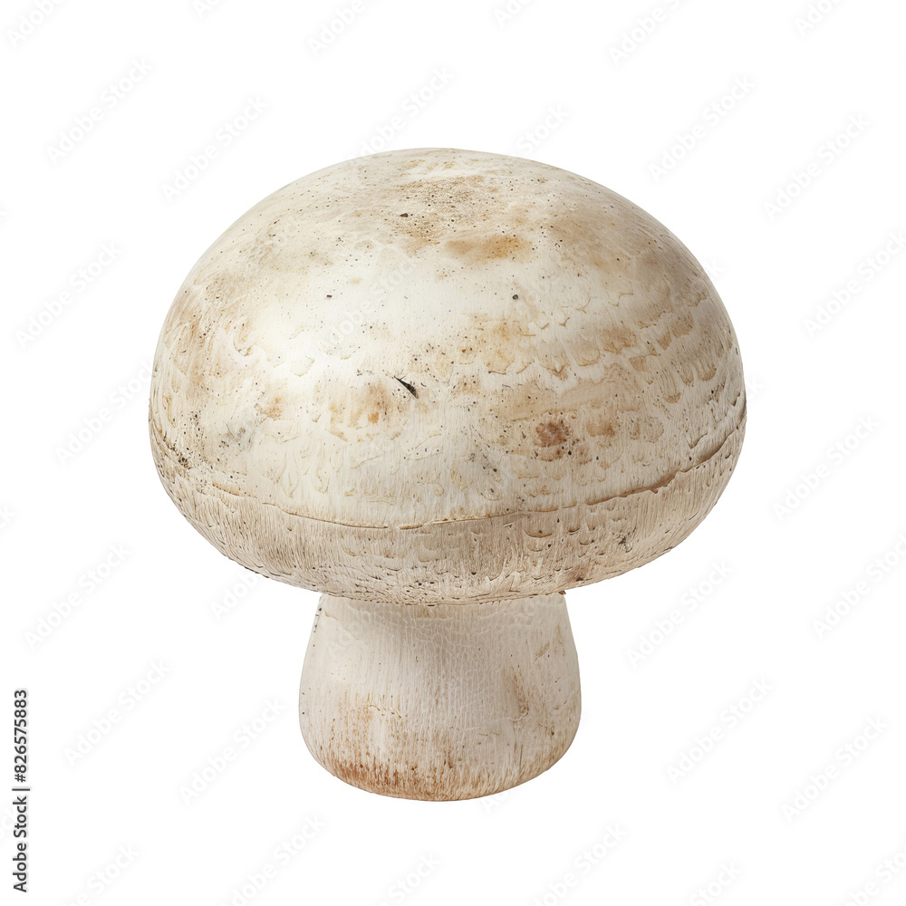 Fresh White Mushroom with Textured Cap and Stem Fresh White Mushroom with Textured Cap and Stem