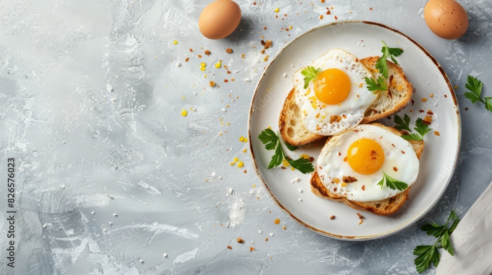 National Egg Day with toast. copy space for text National Egg Day with toast. copy space for text