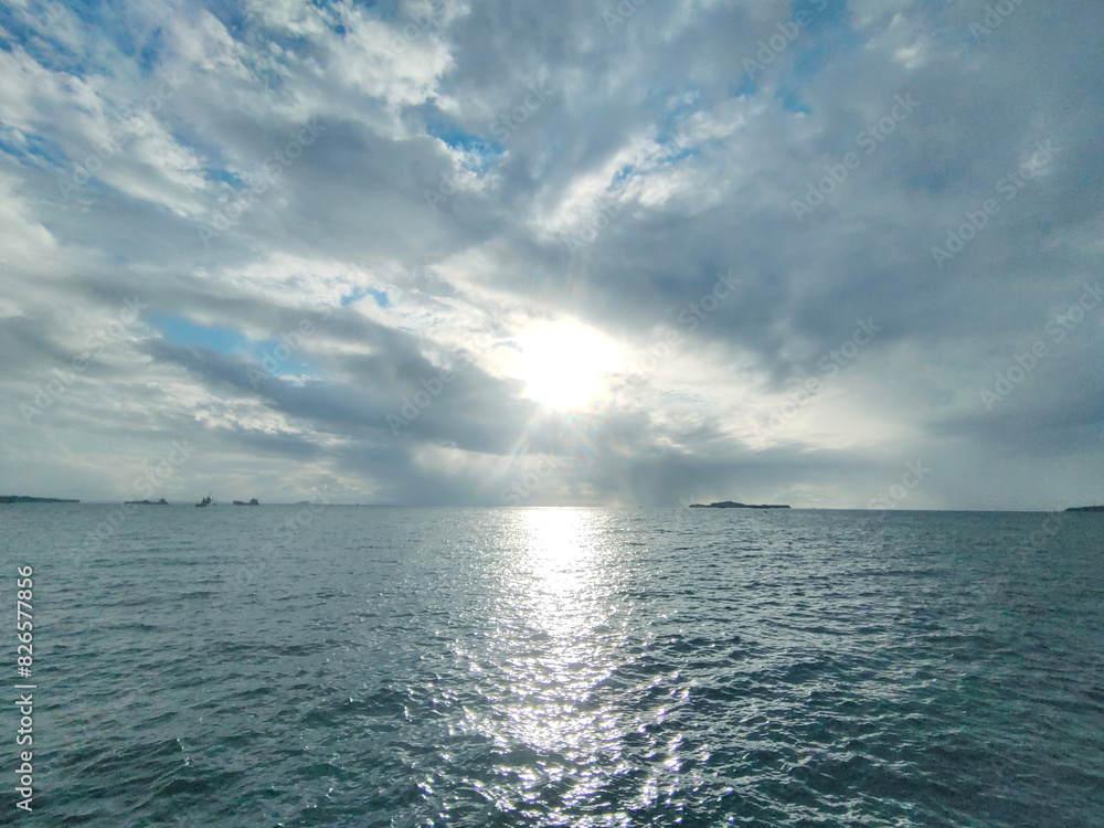 The scenery image of Seascape under the dramatic sky The scenery image of Seascape under the dramatic sky