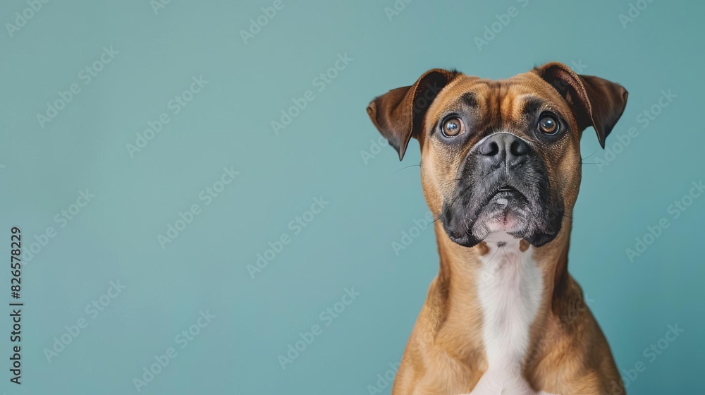 adorable boxer dog portrait with joyful expression and copy space pet photography banner adorable boxer dog portrait with joyful expression and copy space pet photography banner