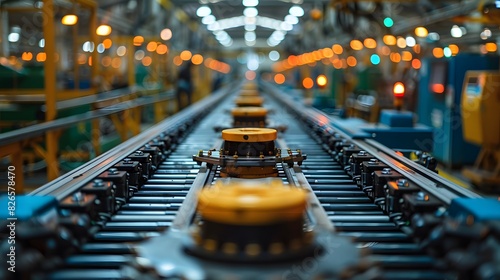 A factory floor with automated machinery and assembly lines, showcasing modern manufacturing processes List of Art Media Photograph inspired by Spring magazine