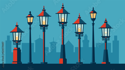 Despite their age and wear the historic gas lamps still stood tall and proud a testament to their enduring significance in a constantly changing. Vector illustration