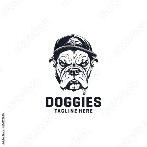 Head bulldog logo vector illustration