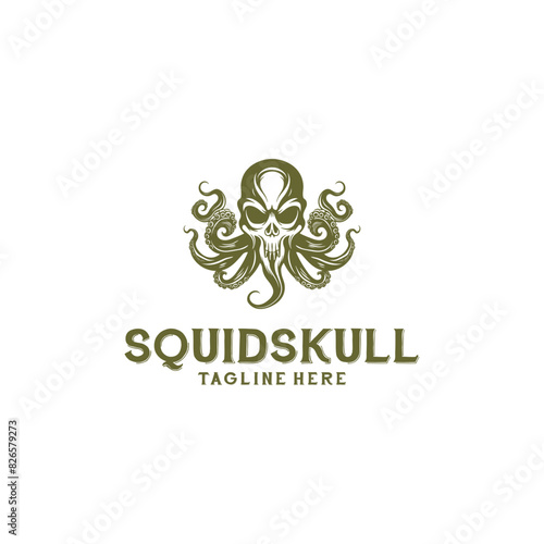 Squid skull logo vector illustration