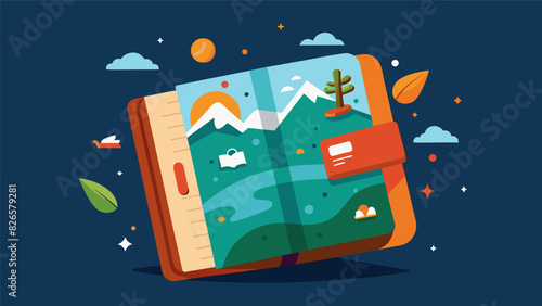 With each journey the diary grew thicker and heavier filled with the memories and musings of a travelers constant quest for discovery.. Vector illustration