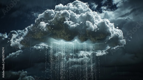 Cloud with cloudburst rain 3d illustration