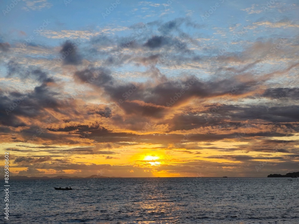 The scenery image of Seascape under the dramatic sky The scenery image of Seascape under the dramatic sky