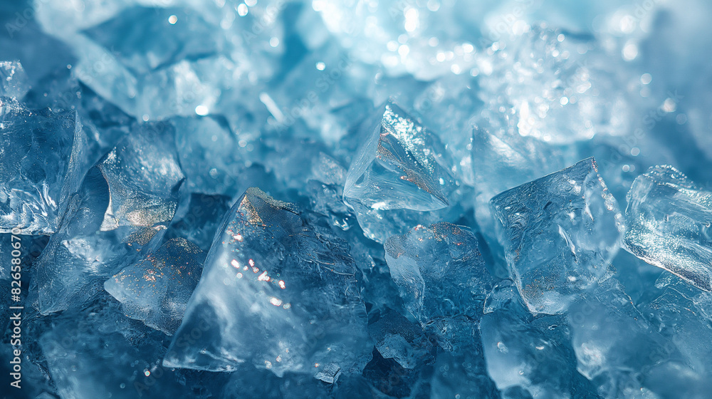 A close up of ice cubes with a blue background A close up of ice cubes with a blue background