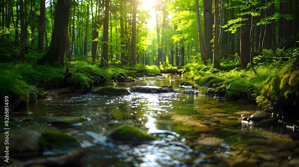 Lush Forest Stream Symbolizing Environmental Conservation and Preserving Natural Water Sources